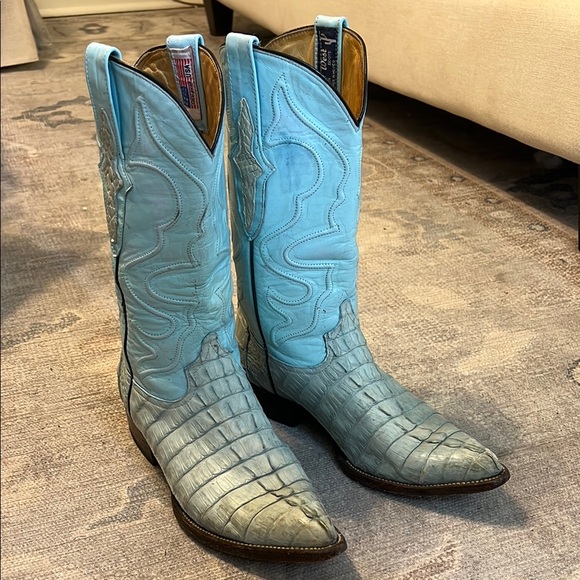 Shoes - Wild West Aqua Caiman Crocodile Cowboy Boots